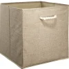 Rangement|Gifi Panière Box Cube tissé beige avec anse en corde