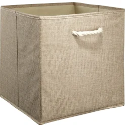 Rangement|Gifi Panière Box Cube tissé beige avec anse en corde