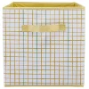 Rangement|Gifi Panière Box Cube 31x29x31cm imprimé carreau jaune et vert