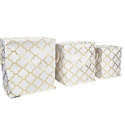 Rangement|Gifi Panière coton couleur crème motifs dorés x3