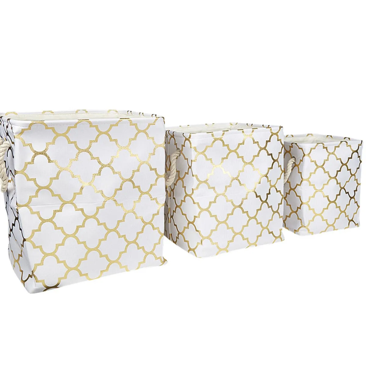 Rangement|Gifi Panière coton couleur crème motifs dorés x3