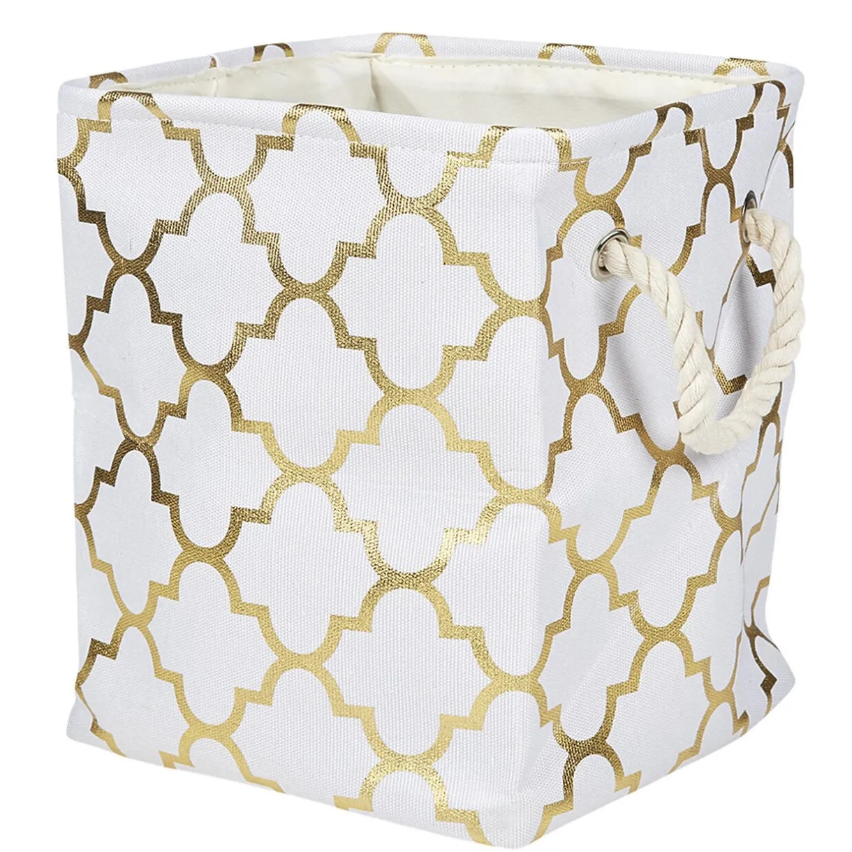 Rangement|Gifi Panière coton couleur crème motifs dorés x3