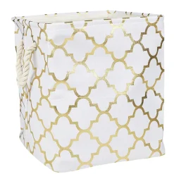 Rangement|Gifi Panière coton couleur crème motifs dorés x3