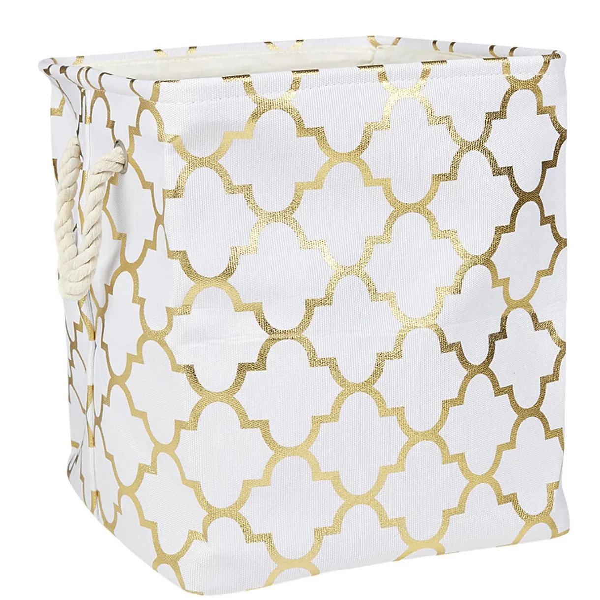 Rangement|Gifi Panière coton couleur crème motifs dorés x3