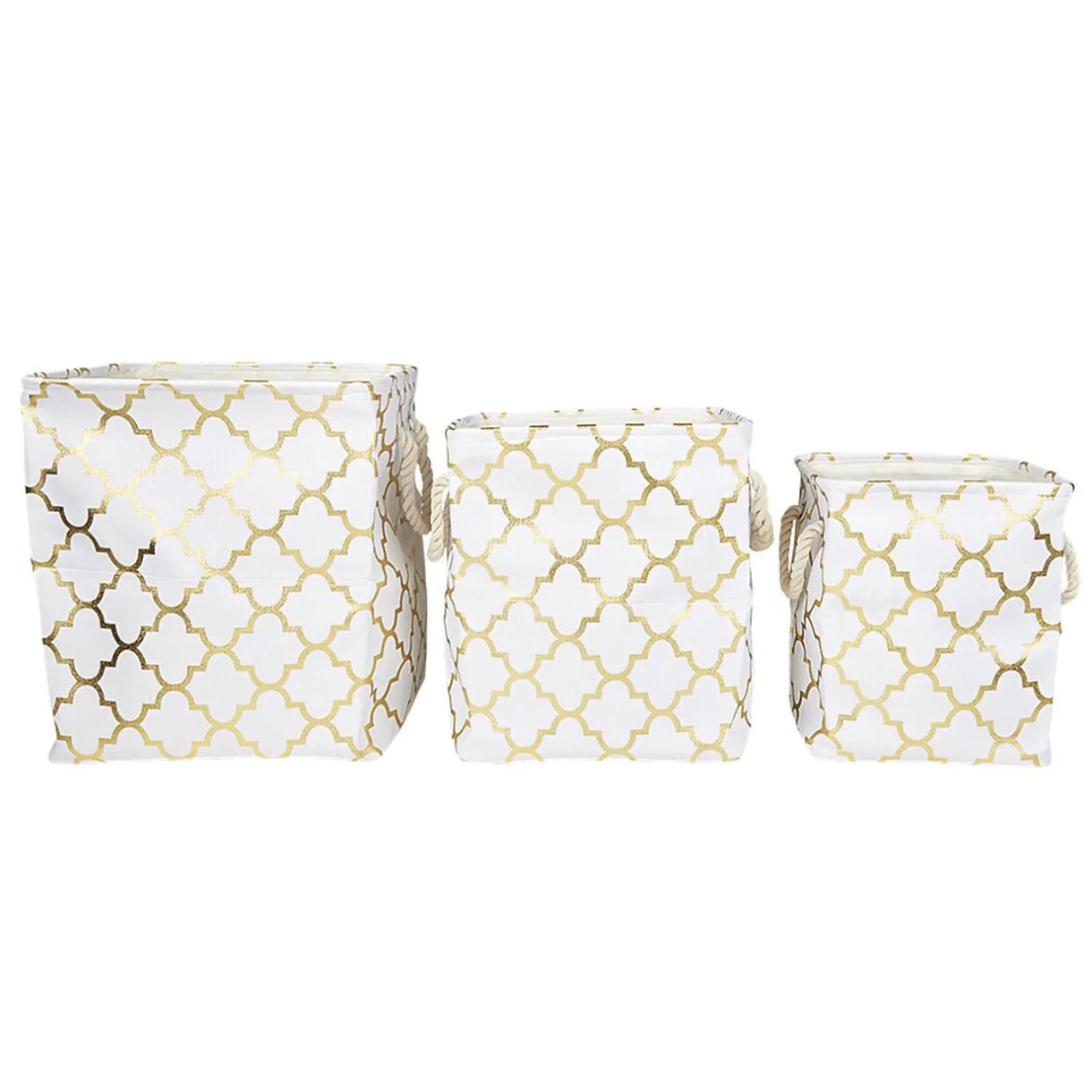 Rangement|Gifi Panière coton couleur crème motifs dorés x3