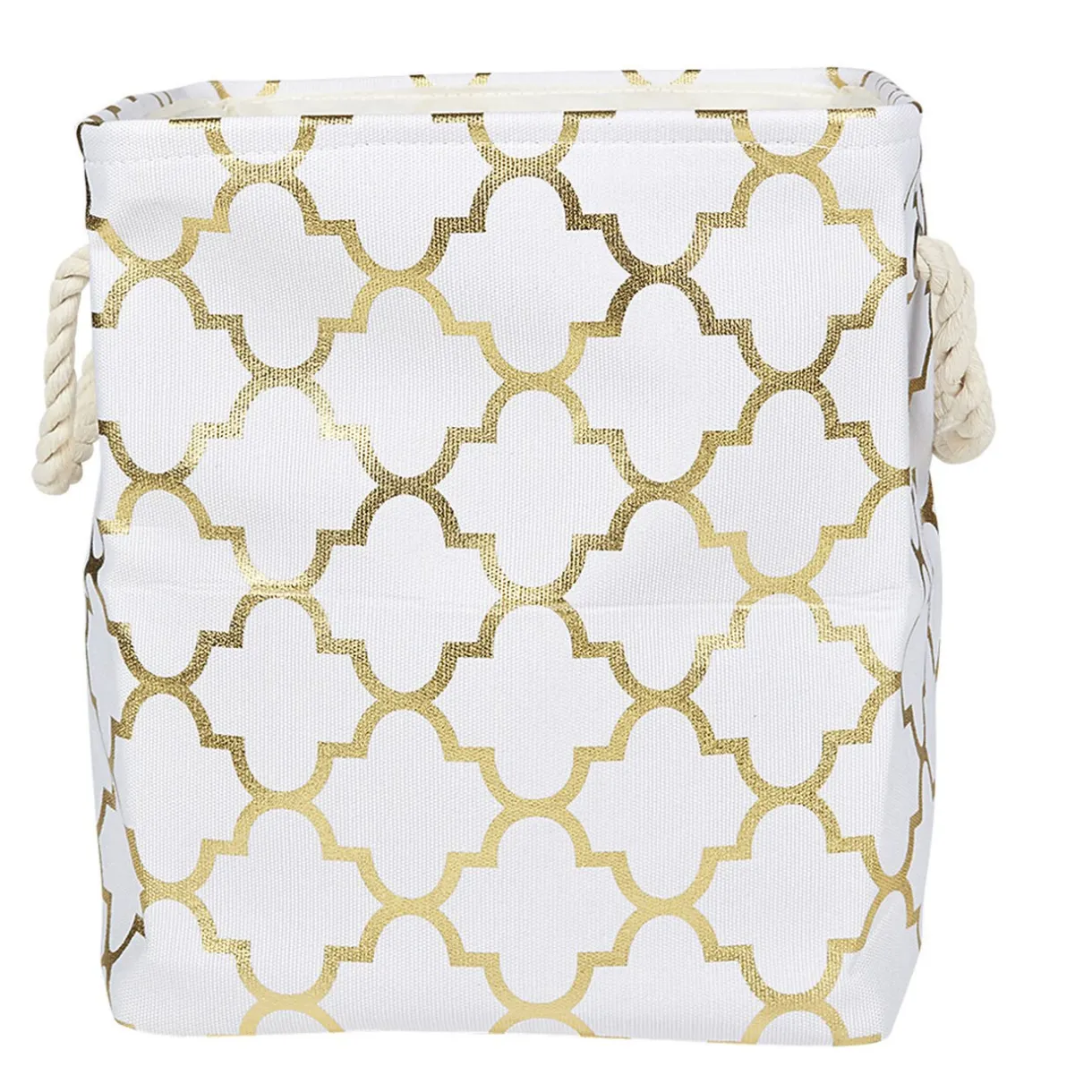 Rangement|Gifi Panière coton couleur crème motifs dorés x3