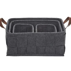 Rangement|Gifi Panière déco feutrine tressée gris anthracite x4