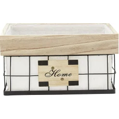 Rangement|Gifi Panière déco naturel blanc et noir avec inscription Home L.35 cm