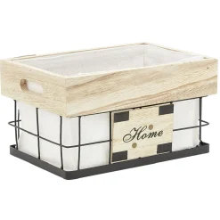 Rangement|Gifi Panière déco naturel blanc et noir avec inscription Home L.30 cm