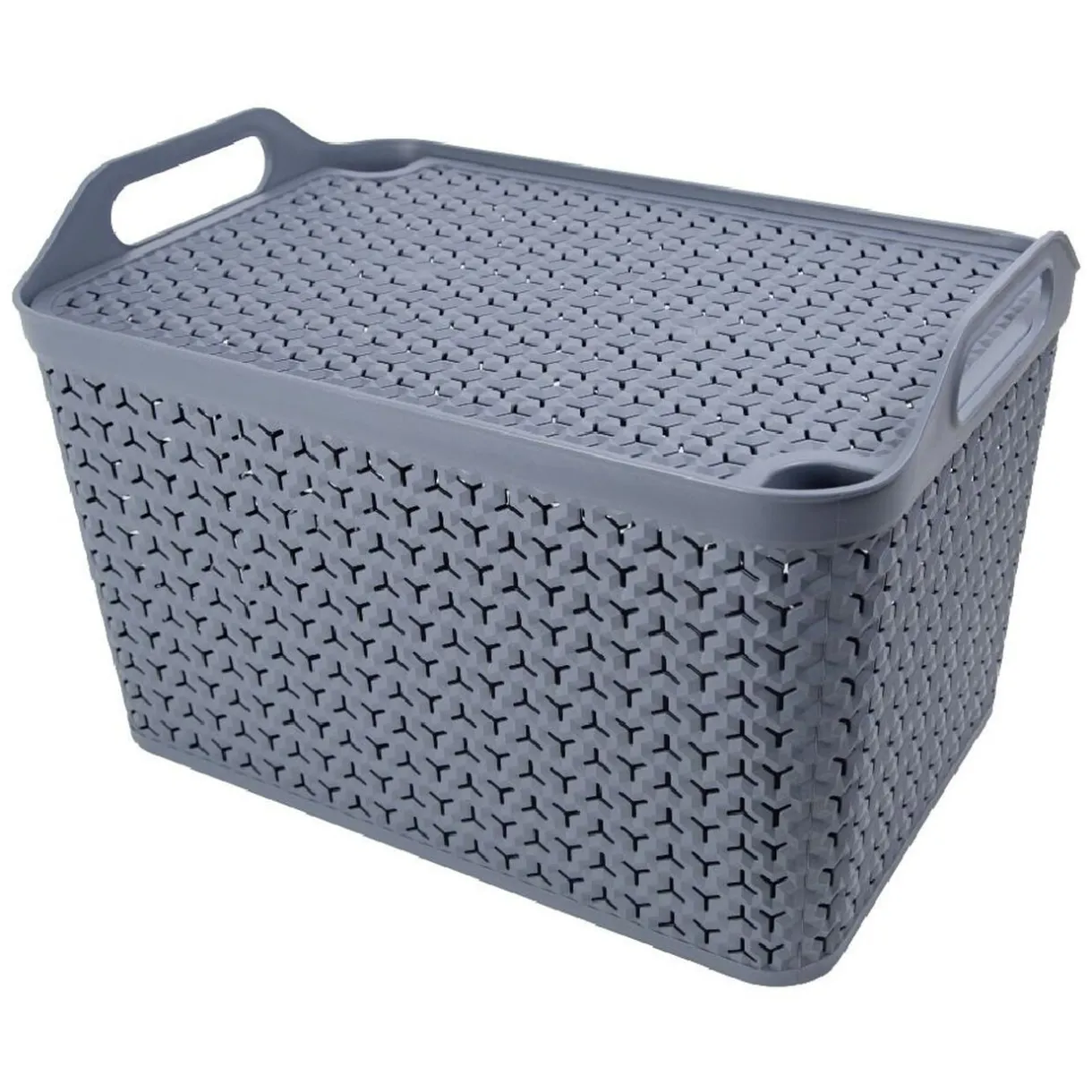 Rangement|Gifi Panière de rangement avec couvercle 42L plastique gris