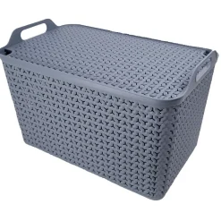 Rangement|Gifi Panière de rangement avec couvercle 42L plastique gris
