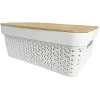 Rangement|Gifi Panière de rangement blanche avec couvercle en bambou petit modèle