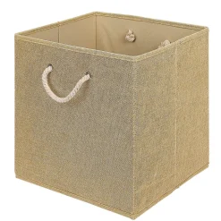 Rangement|Gifi Panière de rangement Box Cube décor lin avec anses