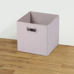 Rangement|Gifi Panière de rangement carrée motif triangle beige et blanc