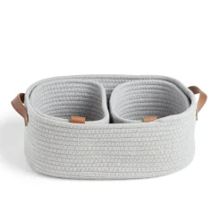Rangement|Gifi Panière de rangement coton tressé gris 38x25xH13cm - petit modèle