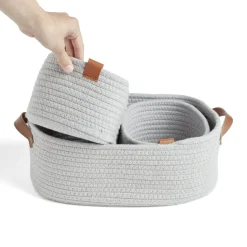 Rangement|Gifi Panière de rangement coton tressé rose 22x16xH11cm - petit modèle