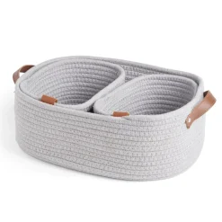 Rangement|Gifi Panière de rangement coton tressé rose 22x16xH11cm - petit modèle