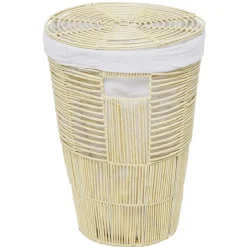 Rangement|Gifi Panière de rangement Gina imitation rotin plastique beige Ø40xH55cm