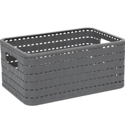 Entretien Du Linge|Gifi Panière de rangement grise effet tressé 6 L