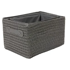 Rangement|Gifi Panière de rangement grise effet tressé x3
