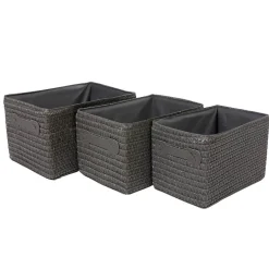 Rangement|Gifi Panière de rangement grise effet tressé x3