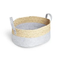 Rangement|Gifi Panière de rangement jacinthe d'eau et feutrine gris clair 37x27xH15cm