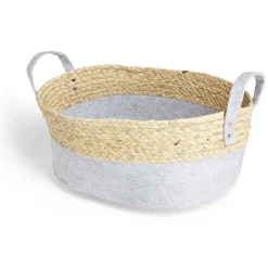 Rangement|Gifi Panière de rangement jacinthe d'eau et feutrine gris clair 37x27xH15cm