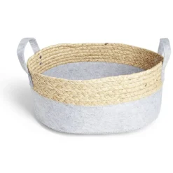 Rangement|Gifi Panière de rangement jacinthe d'eau et feutrine gris clair 37x27xH15cm