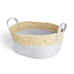 Rangement|Gifi Panière de rangement jacinthe d'eau et feutrine gris clair 37x27xH15cm