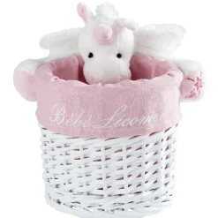 Rangement|Gifi Panière de rangement ronde enfant licorne blanc rose 18 cm