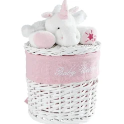 Rangement|Gifi Panière de rangement ronde enfant licorne blanc rose 18 cm