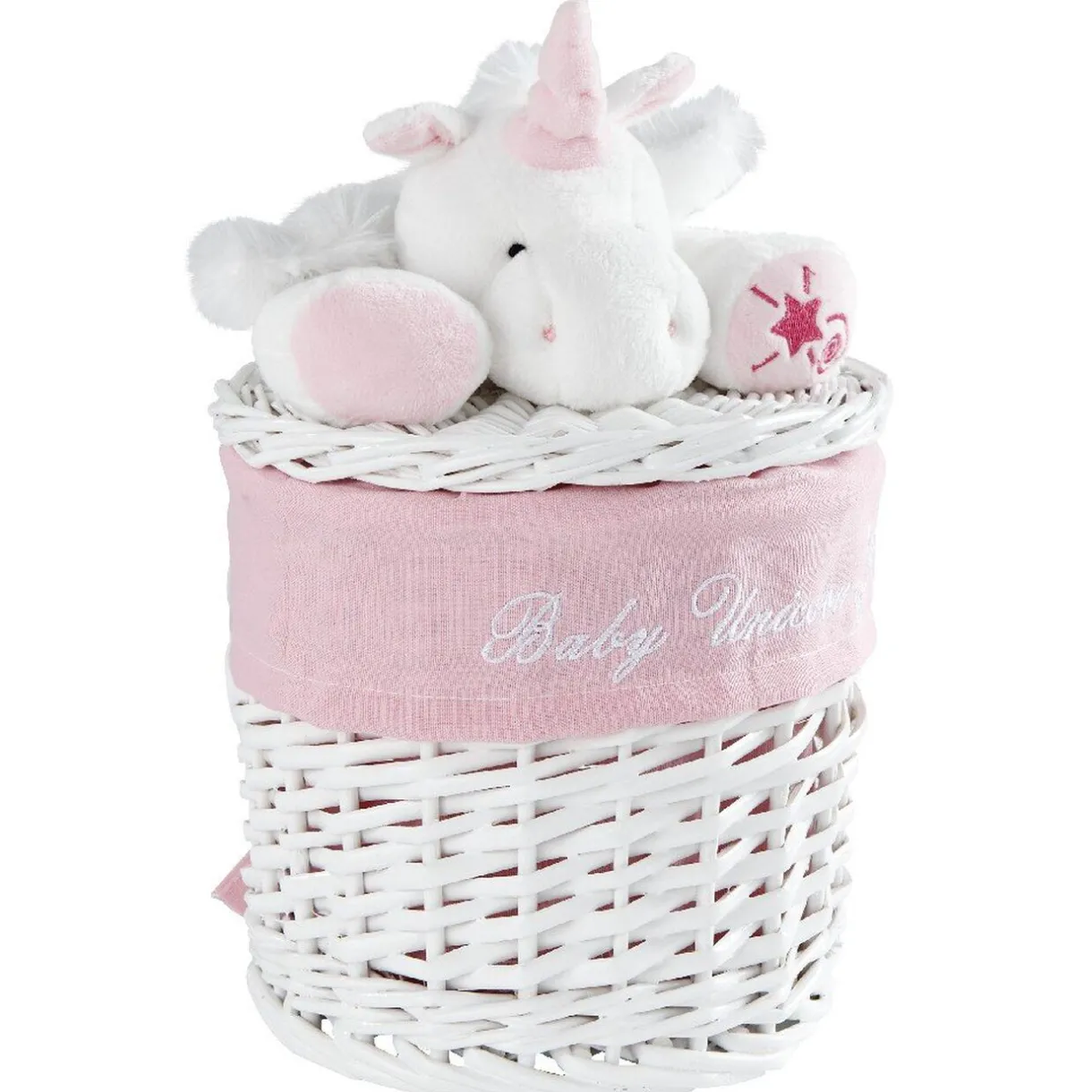 Rangement|Gifi Panière de rangement ronde enfant licorne blanc rose 18 cm