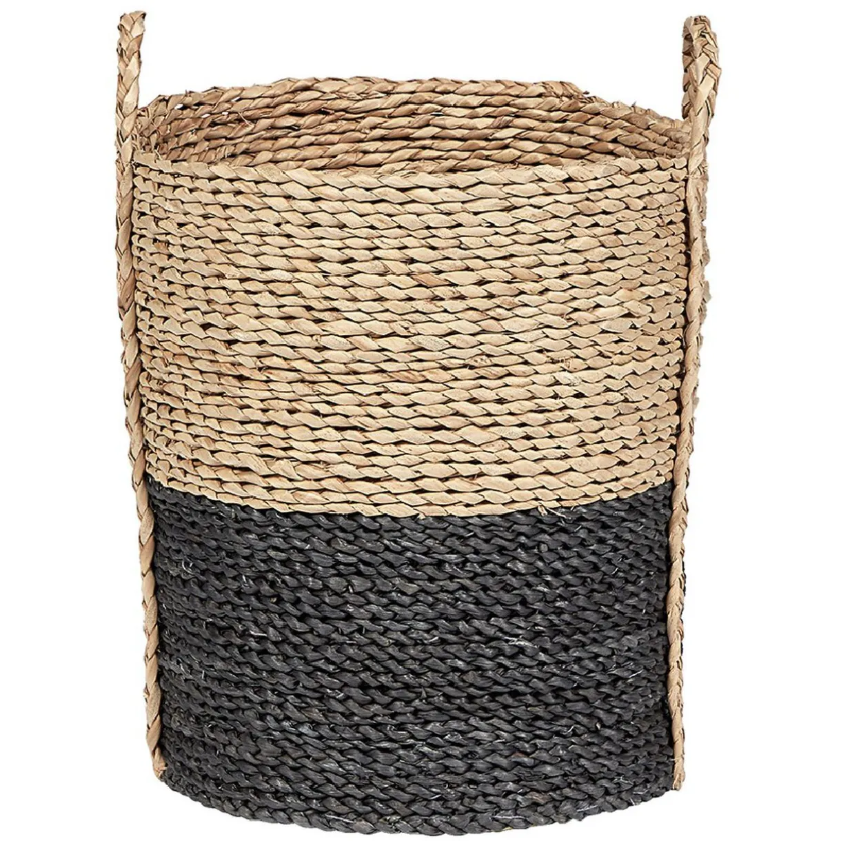 Rangement|Gifi Panière de rangement ronde en fibre de maïs noir naturel taille M