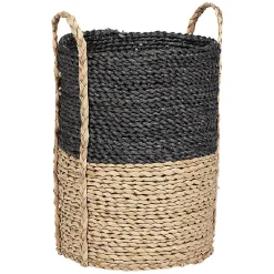 Rangement|Gifi Panière de rangement ronde en fibre de maïs noir naturel taille S