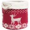 Rangement|Gifi Panière de rangement style chaussette de Noël rouge et blanc Ø30xH30cm