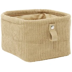Rangement|Gifi Panière de rangement velours côtelé beige - 14x14xH9 cm