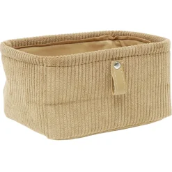 Outlet Gifi Panière de rangement velours côtelé beige - 19x14xH9 cm