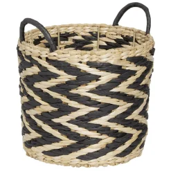 Rangement|Gifi Panière design chevrons noir naturel Ø25xH23 cm - ZEBRA