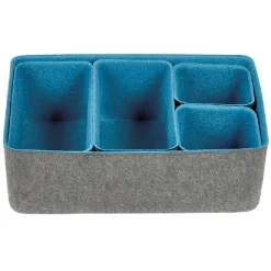 Rangement|Gifi Panière en feutrine gris et bleu x5