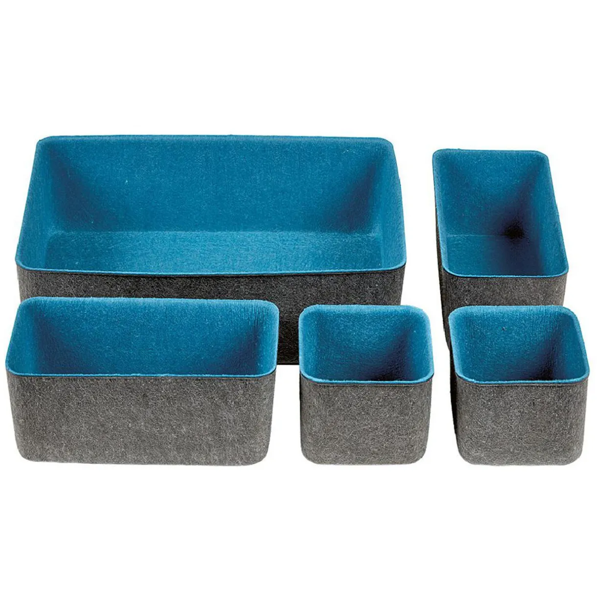 Rangement|Gifi Panière en feutrine gris et bleu x5