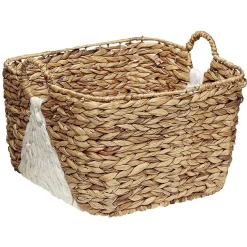 Rangement|Gifi Panière en Jonc de mer bicolore blanc naturel avec 2 anses taille L