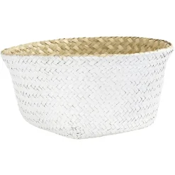 Rangement|Gifi Panière en jute blanc naturel décor dentelle Ø20xH15 cm