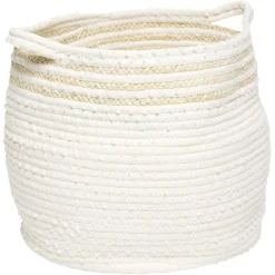 Rangement|Gifi Panière en jute et coton blanc 38 x 33 x H.31 cm