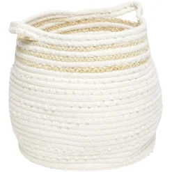Rangement|Gifi Panière en jute et coton blanc 31 x 25 x H.27 cm
