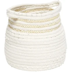 Rangement|Gifi Panière en jute et coton blanc 24 x 18 x H.22 cm