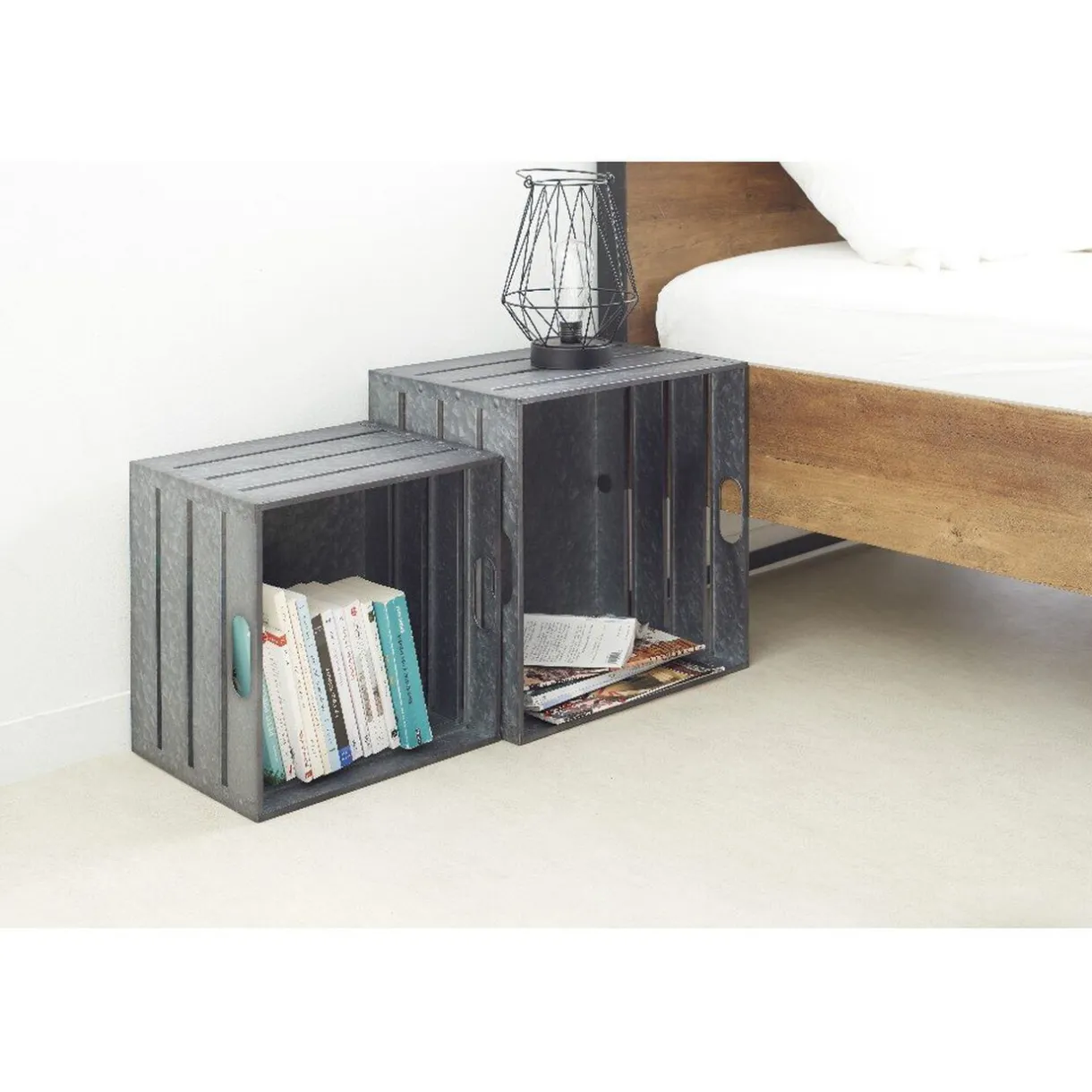 Rangement|Gifi Panière en métal gris grand modèle