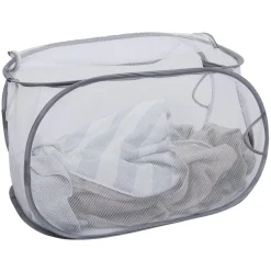 Entretien Du Linge|Gifi Panière 2-en-1 pliable 72L acier et polyester gris 38x38xH64cm