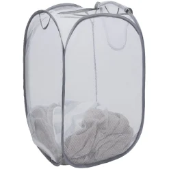 Entretien Du Linge|Gifi Panière 2-en-1 pliable 72L acier et polyester gris 38x38xH64cm