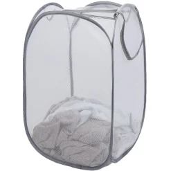 Entretien Du Linge|Gifi Panière 2-en-1 pliable 72L acier et polyester gris 38x38xH64cm