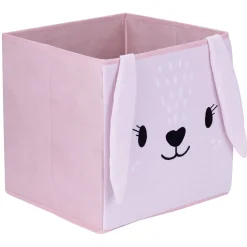 Rangement|Gifi Panière enfant Box Cube gaze de coton lapin rose ou blanc 31x29x31cm